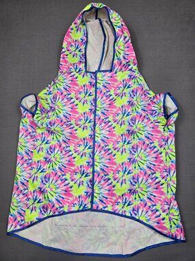 Justice Girls Dog Rain Coat XL Tie-Dye Hooded Vest Jacket